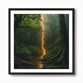 Lightning In The Forest Art Print