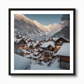 Village In The Snow 1 Art Print