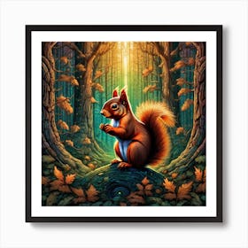 Squirrel In The Woods 39 Art Print