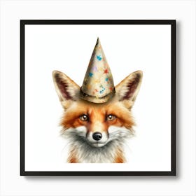 Fox In Party Hat Art Print