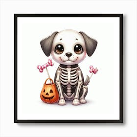 Halloween Dog Skeleton Art Print