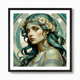 Art Nouveau Girl 4 30x30in 8280x8280px 19 Art Print