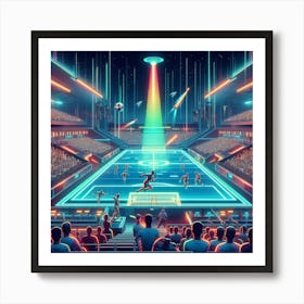 8-bit futuristic sports stadium Art Print