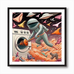Laundry Day Lint Lord vs. The Lint Monster Art Print