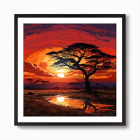 Sunset In The Savannah Art Print