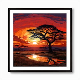 Sunset In The Savannah Póster