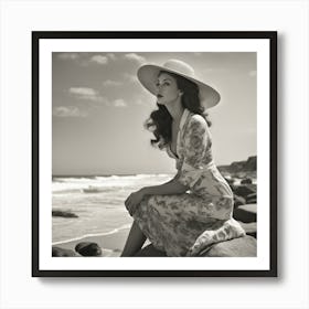 Classical Seaside Beauty B&W Art Print