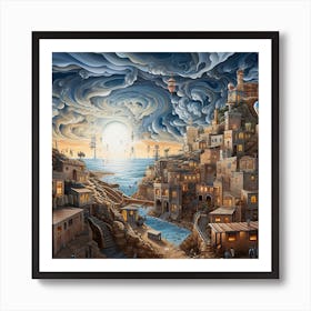 City In The Clouds Art Print