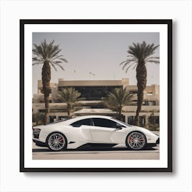 White Lamborghini Art Print