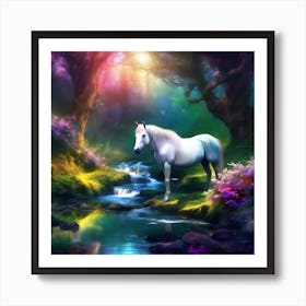 Young Foal by Woodland Garden Stream Art Print