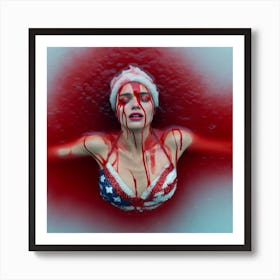 Red blue and white gal Art Print