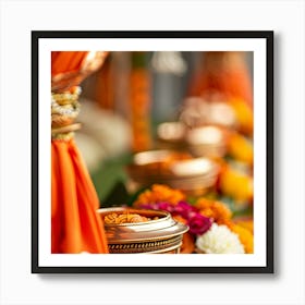 Orange And Gold Wedding Decor Art Print