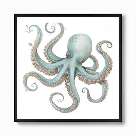 Storybook Style Octopus With White Background 2 Art Print