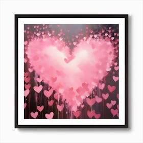 Pink hearts Art Print