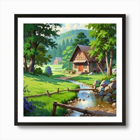 Cottage In The Countryside 4 Art Print