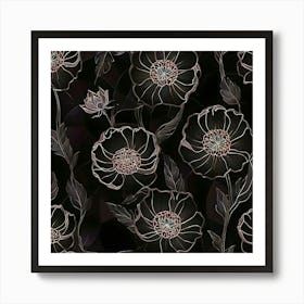 Black And White Flowers 5 Art Print