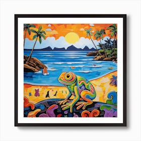 Frog On The Beach 1 Art Print