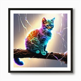 Cat On A Branch Art Print