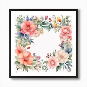 Watercolor Floral Frame Art Print