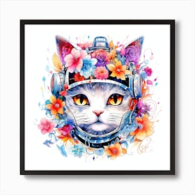 Cat In A Space Helmet Art Print