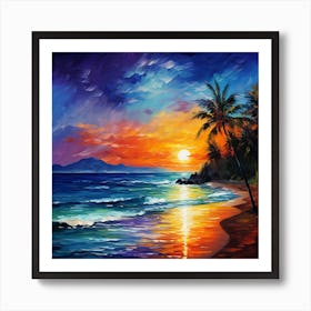 Sunset At The Beach 3 Art Print