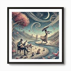 Night In The Park Art Print