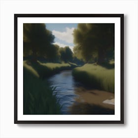 Stream In The Grass Art Print