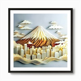 Elegant Quilling paper sculpture Visubias mountain Art Print