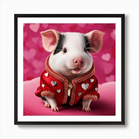 Pig In Red Coat Art Print