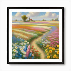 Bloemenzee Dutch For Sea Of Flowers Fields Of Flowers In A Dreamlike State With Swirling 3 Art Print