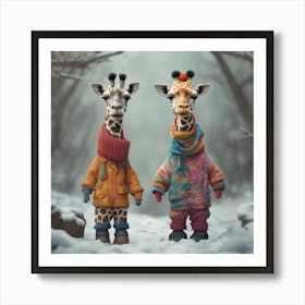 Giraffes In Winter Art Print