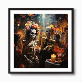 Day Of The Dead Party Woman Art Print