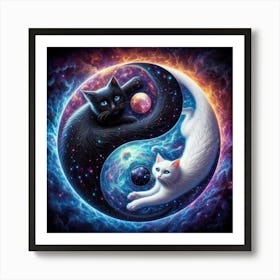 Yin Yang Cats Art Print