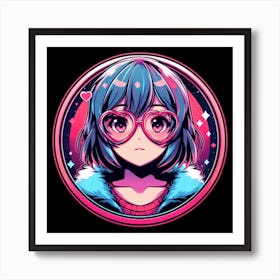 Anime Girl With Glasses 2 Art Print