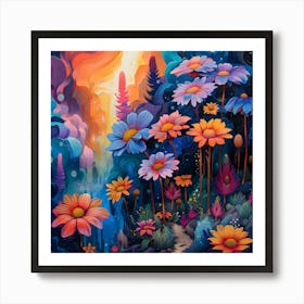 Daisy Garden, Pop Surrealism, Lowbrow Art Print