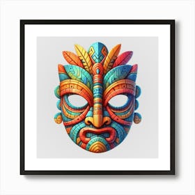 Watercolor Festival Tiki Mask 12 Art Print