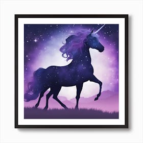 Unicorn In The Night Sky Art Print