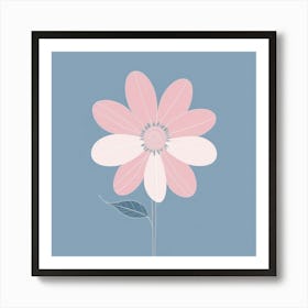 A White And Pink Flower In Minimalist Style Square Composition 501 Art Print