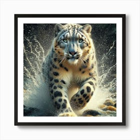 Snow Leopard Running Art Print