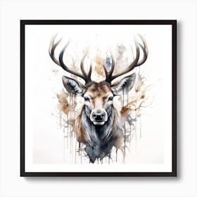 Deer Head Watercolor Painting 3 Art Print