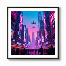 Shanghai City At Night Art Print