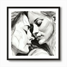 Two Women Hugging 1 Art Print