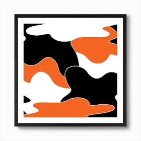 Orange And Black Camouflage Art Print