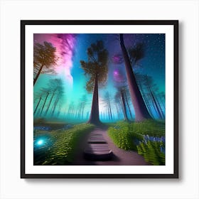 3d Illustration Of A Forest Art Print