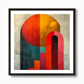 'Architectural Synthesis', a bold and striking geometric composition that fuses vibrant colors with structural forms. This piece plays with the balance between curved and linear elements, evoking a sense of harmony and modernity.  Geometric Harmony, Vibrant Modern Art, Structural Balance.  #ArchitecturalSynthesis, #GeometricArt, #ColorfulAbstract.  'Architectural Synthesis' is a statement piece that marries art and architecture, perfect for contemporary spaces that celebrate boldness and color. It's an invitation to viewers to explore the interplay of shapes and hues, offering a sophisticated yet playful centerpiece for any art collection. Art Print