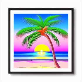 Palm Tree At Sunset 1 Art Print