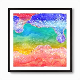 Vibrant Rainbow Glitter Agate Texture 03 Art Print