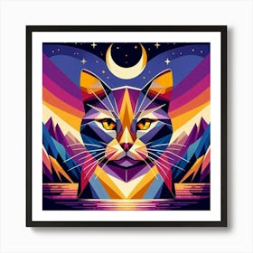 Sooty Low Poly Cat Art Print