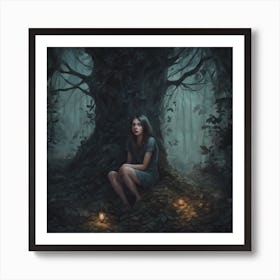 Girl In The Woods 1 Art Print