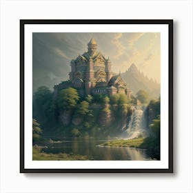 Riverside And The Waterfall Art Print